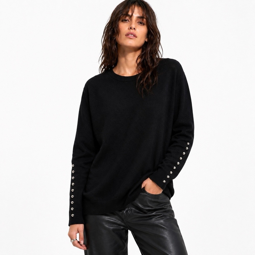 Zadig & Voltaire Wool Cashmere Stud Kennedy Sweater M Y2k Indie Sleaze Oversize